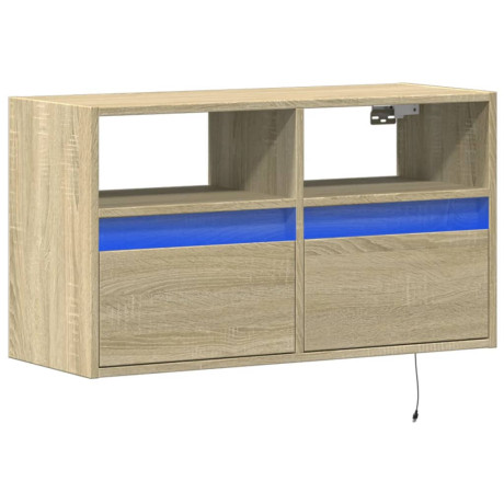 vidaXL Tv-wandmeubel met LED-verlichting 80x31x45 cm sonoma eikenkleur afbeelding3 - 1