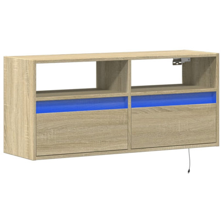 vidaXL Tv-wandmeubel met LED-verlichting 100x31x45 cm sonoma eiken afbeelding3 - 1