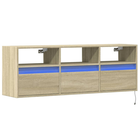 vidaXL Tv-wandmeubel met LED-verlichting 130x31x45 cm sonoma eiken afbeelding3 - 1