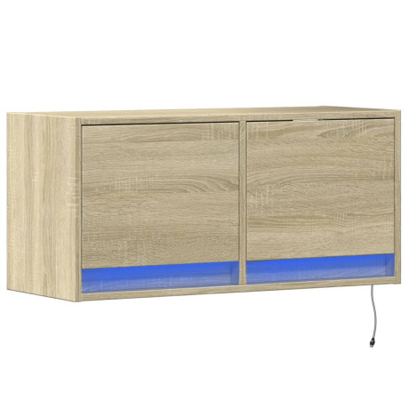vidaXL Tv-wandmeubel met LED-verlichting 80x31x35 cm sonoma eikenkleur afbeelding3 - 1