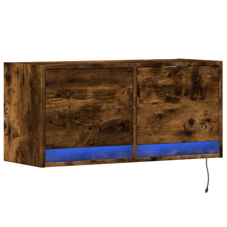 vidaXL Tv-wandmeubel met LED-verlichting 80x31x35 cm gerookt eiken afbeelding3 - 1