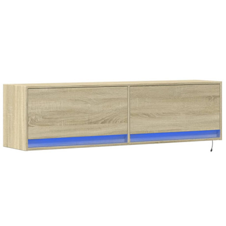 vidaXL Tv-wandmeubel met LED-verlichting 140x31x38 cm sonoma eiken afbeelding3 - 1