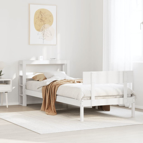 vidaXL Bedframe zonder matras massief grenenhout wit 90x200 cm afbeelding3 - 1