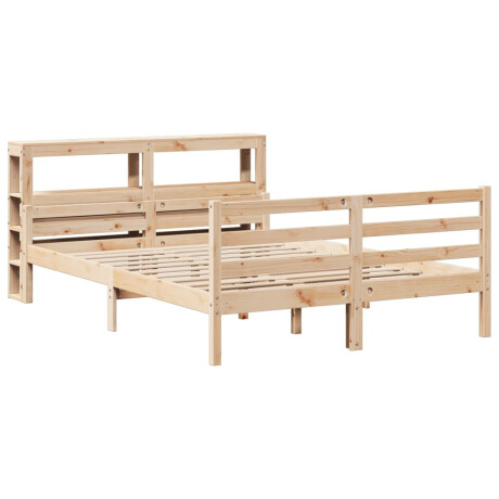 vidaXL Bedframe met hoofdbord massief grenenhout wit 140x200 cm afbeelding3 - 1
