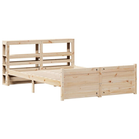 vidaXL Bedframe met hoofdbord massief grenenhout wit 140x200 cm afbeelding3 - 1