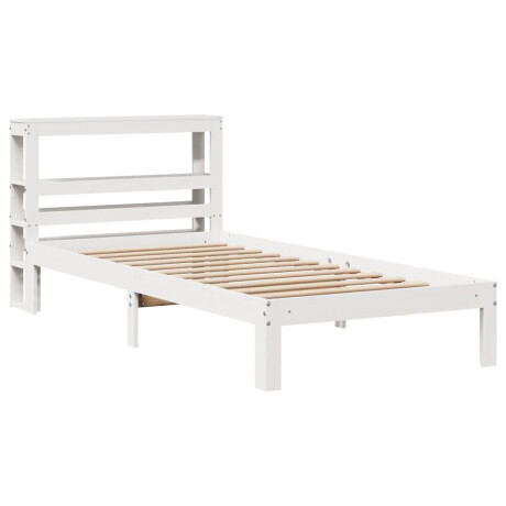 vidaXL Bedframe met hoofdbord massief grenenhout wit 75x190 cm afbeelding3 - 1