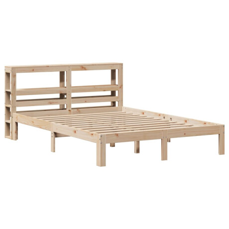 vidaXL Bedframe met hoofdbord massief grenenhout wit 140x200 cm afbeelding3 - 1