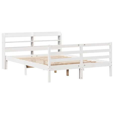 vidaXL Bedframe met hoofdbord massief grenenhout wit 135x190 cm afbeelding3 - 1