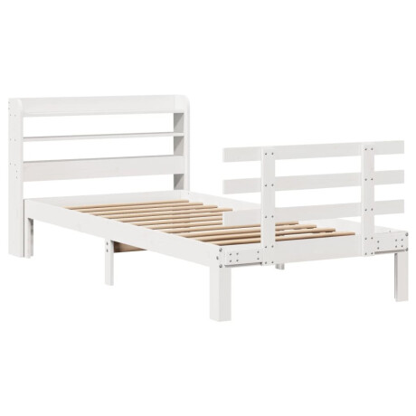 vidaXL Bedframe met hoofdbord massief grenenhout wit 75x190 cm afbeelding3 - 1