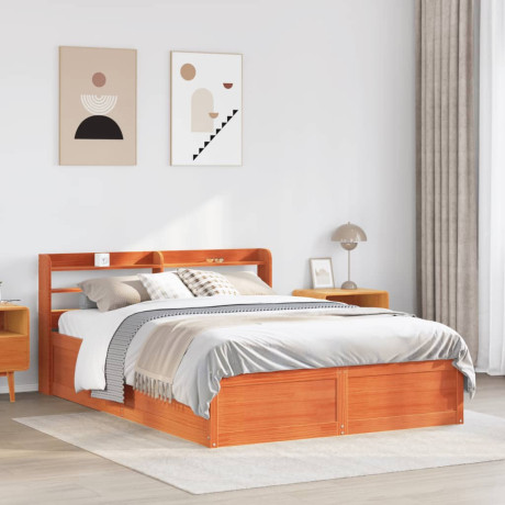 vidaXL Bedframe met hoofdbord massief grenenhout wasbruin 160x200 cm afbeelding3 - 1
