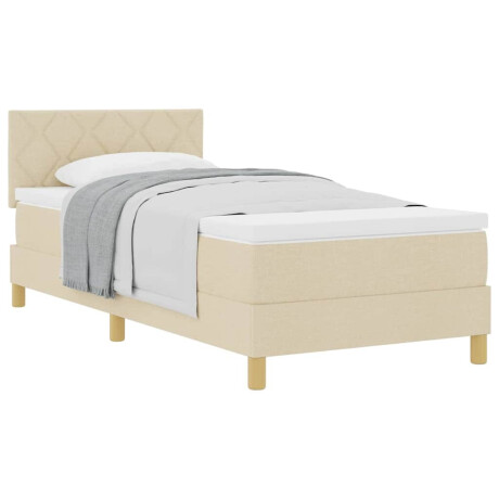 vidaXL Boxspringbed met kussen met hoofdeinde Crème 90 x 190 cm Stof afbeelding3 - 1