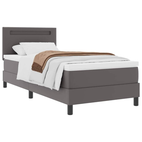 vidaXL Boxspringbed met matras Grijs 90 x 190 cm Kunstleer afbeelding3 - 1