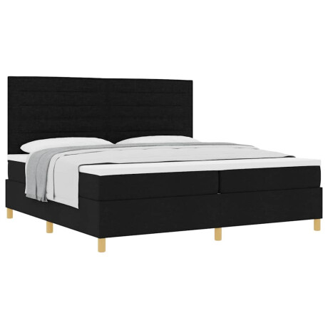 vidaXL Boxspring bed met matras met hoofdeinde Zwart 200 x 200 cm Stof afbeelding3 - 1
