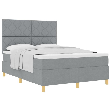 vidaXL Boxspring bed met hoofdeinde Lichtgrijs 160 x 200 cm Stof afbeelding3 - 1