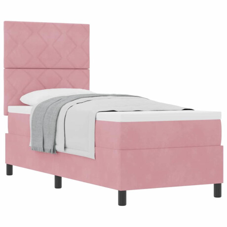 vidaXL Boxspringbed met matras met hoofdeinde Roze 80 x 200 cm Fluweel afbeelding3 - 1
