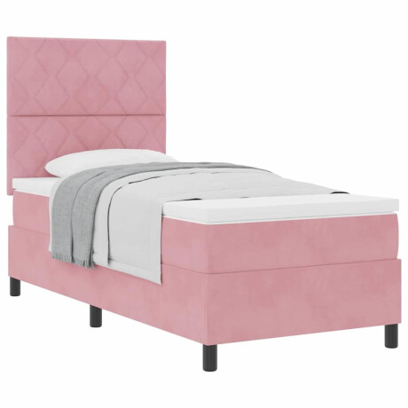 vidaXL Boxspring bed met matras Roze 100 x 200 cm Fluweel afbeelding3 - 1