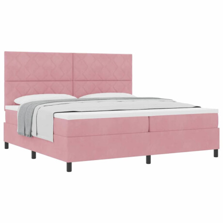 vidaXL Boxspring bed met matras Roze 200 x 200 cm Fluweel afbeelding3 - 1