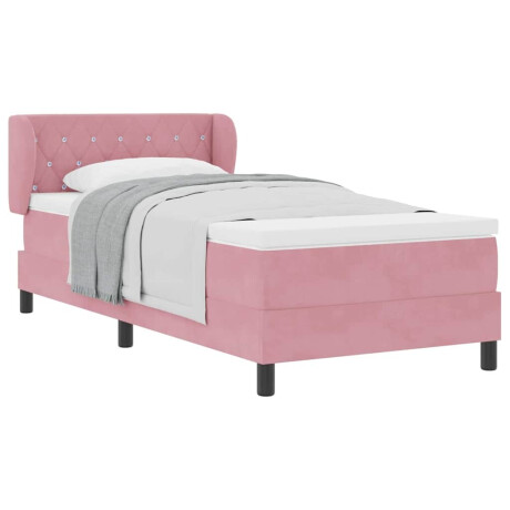vidaXL Boxspringbed met donkergrijs fluwelen matras 80x200 cm Roze afbeelding3 - 1
