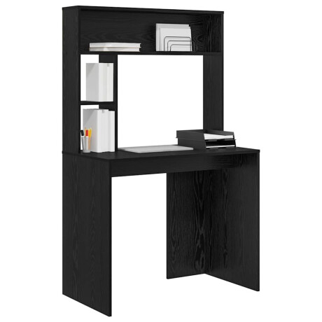 vidaXL Bureau met plank Zwart Eiken 91 x 50 x 149 cm Bewerkt hout afbeelding3 - 1