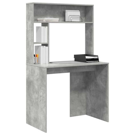 vidaXL Bureau met plank Betongrijs 91 x 50 x 149 cm Bewerkt hout afbeelding3 - 1