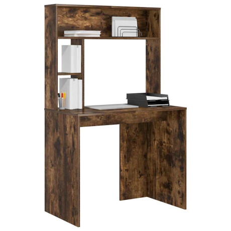 vidaXL Bureau met plank Gerookt eiken 91 x 50 x 149 cm Bewerkt hout afbeelding3 - 1