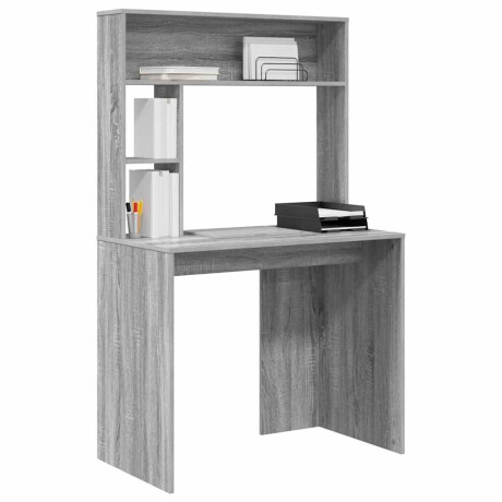 vidaXL Bureau met plank Grijs sonoma 91 x 50 x 149 cm Bewerkt hout afbeelding3 - 1