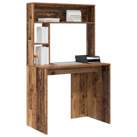 vidaXL Bureau met plank Oud Hout 91 x 50 x 149 cm Bewerkt hout afbeelding3 - 1