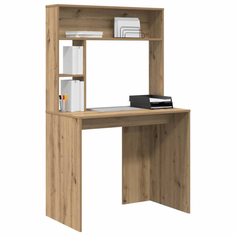 vidaXL Bureau met plank Artisan Eiken 91 x 50 x 149 cm Bewerkt hout afbeelding3 - 1