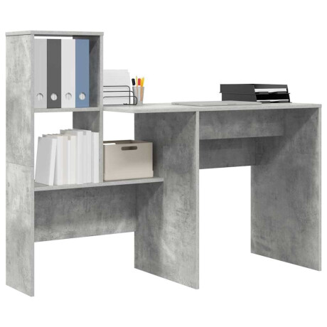 vidaXL Bureau met plank Betongrijs 131,5 x 50 x 106,5 cm Bewerkt hout afbeelding3 - 1