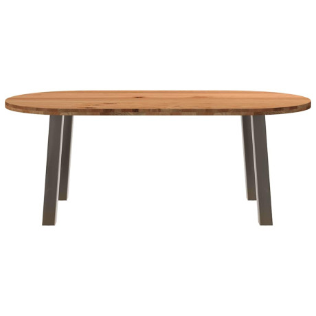 vidaXL Eettafel 200x100x74 cm ovaal massief eikenhout lichtbruin afbeelding3 - 1