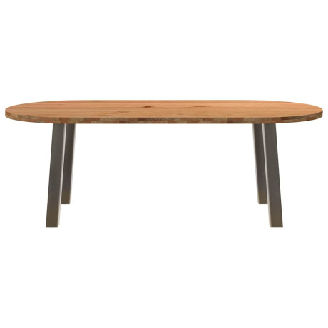 vidaXL Eettafel 220x100x74 cm ovaal massief eikenhout lichtbruin afbeelding3 - 1