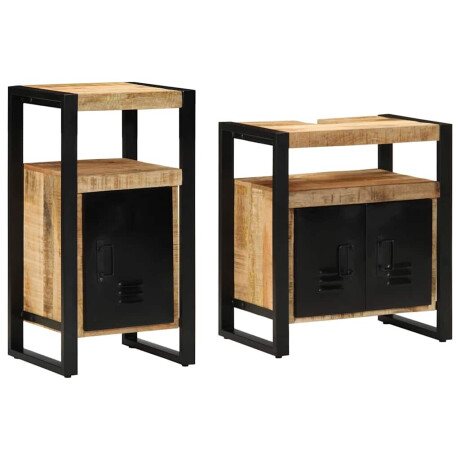 vidaXL Badkamermeubelset met plank 2 pcs Bruin Massief Ruw Mango Hout afbeelding3 - 1