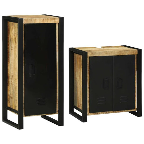 vidaXL Badkamermeubelset met plank 2 pcs Bruin Massief Mango Hout afbeelding3 - 1