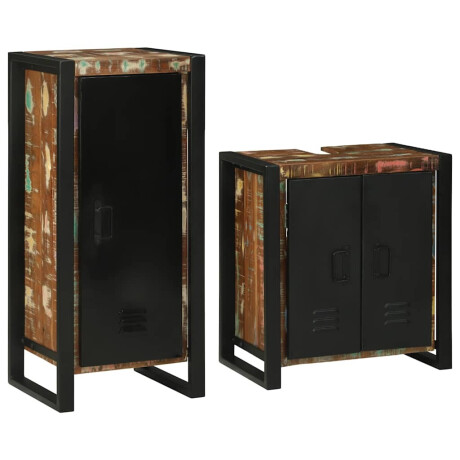 vidaXL Badkamermeubelset 2 pcs Multikleur Massief gerecycled hout afbeelding3 - 1