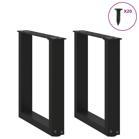 vidaXL Salontafelpoten 2 st U-vormig 38x(42-43) cm staal zwart afbeelding3 - 1