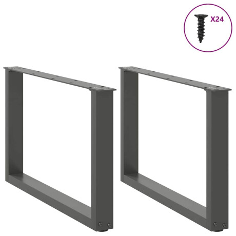 vidaXL Salontafelpoten 2 st U-vormig 60x(42-43) cm staal antraciet afbeelding3 - 1