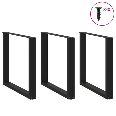vidaXL Salontafelpoten 3 st U-vormig 80x(72-73) cm staal zwart afbeelding3 - 1