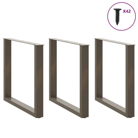 vidaXL Salontafelpoten 3 st U-vormig 80x(72-73) cm staal naturel afbeelding3 - 1