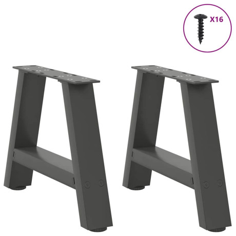 vidaXL Salontafelpoten 2 st A-vormig 30x(30-31) cm staal antraciet afbeelding3 - 1