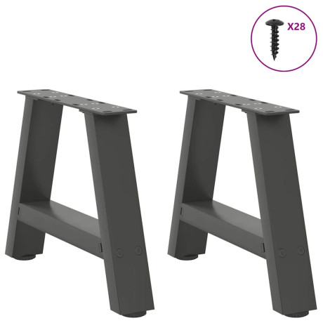 vidaXL Salontafelpoten 2 st A-vormig 50x(30-31) cm staal antraciet afbeelding3 - 1