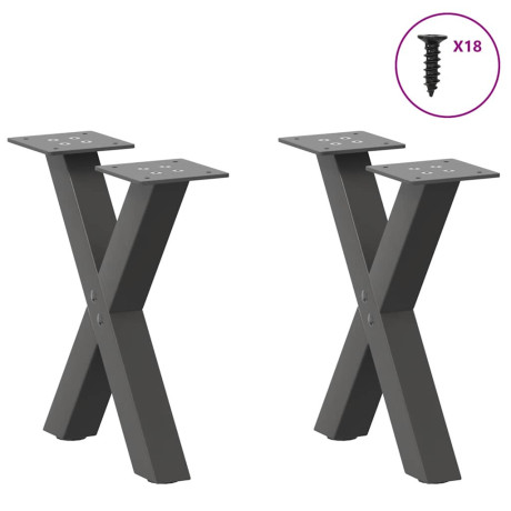 vidaXL Salontafelpoten 2 st X-vormig 37x(30-31) cm staal antraciet afbeelding3 - 1