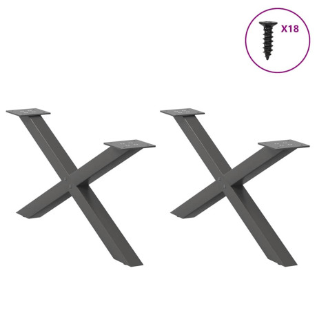 vidaXL Salontafelpoten 2 st X-vormig 70x(30-31) cm staal antraciet afbeelding3 - 1
