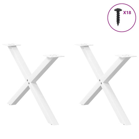 vidaXL Salontafelpoten 2 st X-vormig 70x(42-43) cm staal wit afbeelding3 - 1