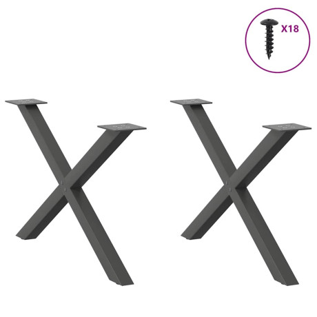 vidaXL Salontafelpoten 2 st X-vormig 70x(42-43) cm staal antraciet afbeelding3 - 1