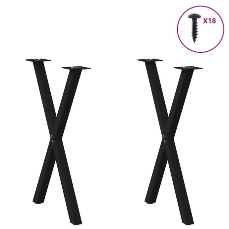 vidaXL Eettafelpoten 2 st X-vormig 57x(72-73) cm staal zwart afbeelding3 - 1