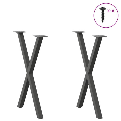 vidaXL Eettafelpoten 2 st X-vormig 57x(72-73) cm staal antraciet afbeelding3 - 1