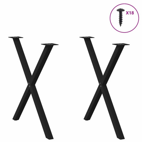 vidaXL Eettafelpoten 2 st X-vormig 80x(72-73) cm staal zwart afbeelding3 - 1
