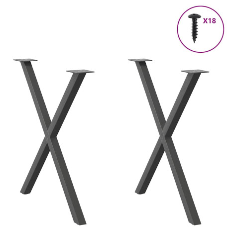 vidaXL Eettafelpoten 2 st X-vormig 80x(72-73) cm staal antraciet afbeelding3 - 1