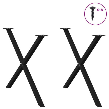 vidaXL Eettafelpoten 2 st X-vormig 90x(72-73) cm staal zwart afbeelding3 - 1