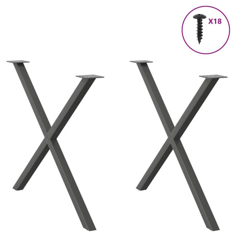 vidaXL Eettafelpoten 2 st X-vormig 90x(72-73) cm staal antraciet afbeelding3 - 1
